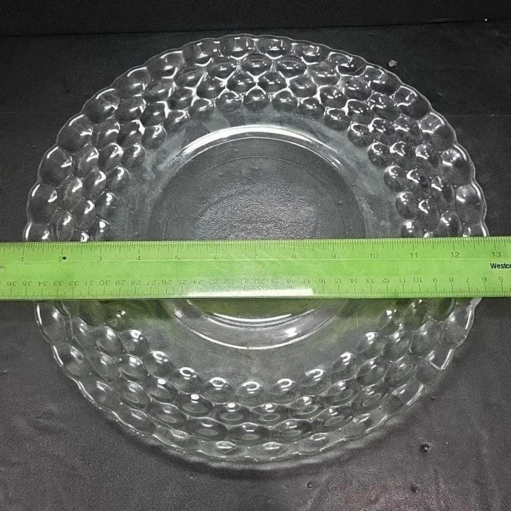 EAPG Bubble Clear Glass Chop Plate, Vtg Honeycomb Serving‎ Platter, Centerpiece